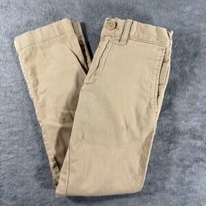 Crewcuts Chino Pants Boys 7 Tan Good Stretch Khaki Straight Leg Adjustable Waist
